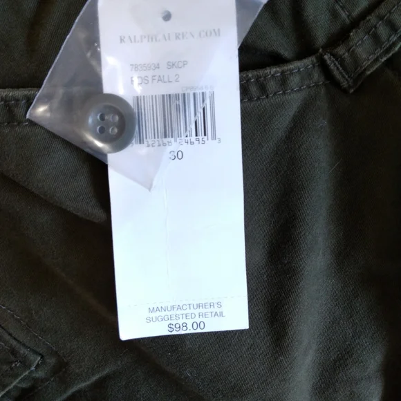NEW RALPH LAUREN DENIM & SUPPLY ARMY GREEN CARGO PANTS WOMENS SZ 30 - Picture 8 of 10